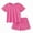 Hot Pink, variant on Arshiner Girls Shorts Set 2 Piece Ribbed Knit Summer Outfit Short Sleeve Top & Elastic Waist Shorts Casual Playwear