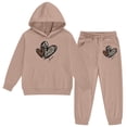 thumbnail image 6 of oqasdz Valentine's Day Girls Sweatsuit Leopard Heart Print Long Sleeve Hooded Sweatshirt And Jogger Pants For Toddler And Kids Sports Athletic Sweat Suit, 6 of 6