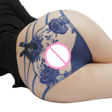

JFY Embroidery Flower Pattern Women Low Waist Panties Lace Stitching Leopard Print Stretchy Moisture-wicking Briefs for Daily Wear