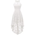 thumbnail image 1 of Vestido de cóctel Dressystar 2028 Halter con encaje floral blanco XXL, 1 of 7