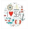 thumbnail image 3 of Nautical Duvet Cover Set, I Love Sea Words Heart Materials Anchor Compass Knotted, Decorative 2 Piece Bedding Set with 1 Pillow Shams, Twin Size, White Red Blue, by Ambesonne, 3 of 3