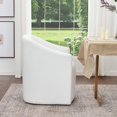 thumbnail image 3 of KINWELL 25" Wide Upholstered Dining Chairs with Casters, No Assembly Modern Performance Fabric Barrel Back Rolling Dining Armchair for Kitchen Dining Room (White), 3 of 10