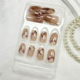 thumbnail image 5 of French Tip Press on Nails Medium Almond Fake Nails Press ons with Designs Chrome False Nails Long Glossy Full Cover Glue on Nails Cute Acrylic Stick on Nails for Women Nails Manicure Decoration 24Pcs, 5 of 10