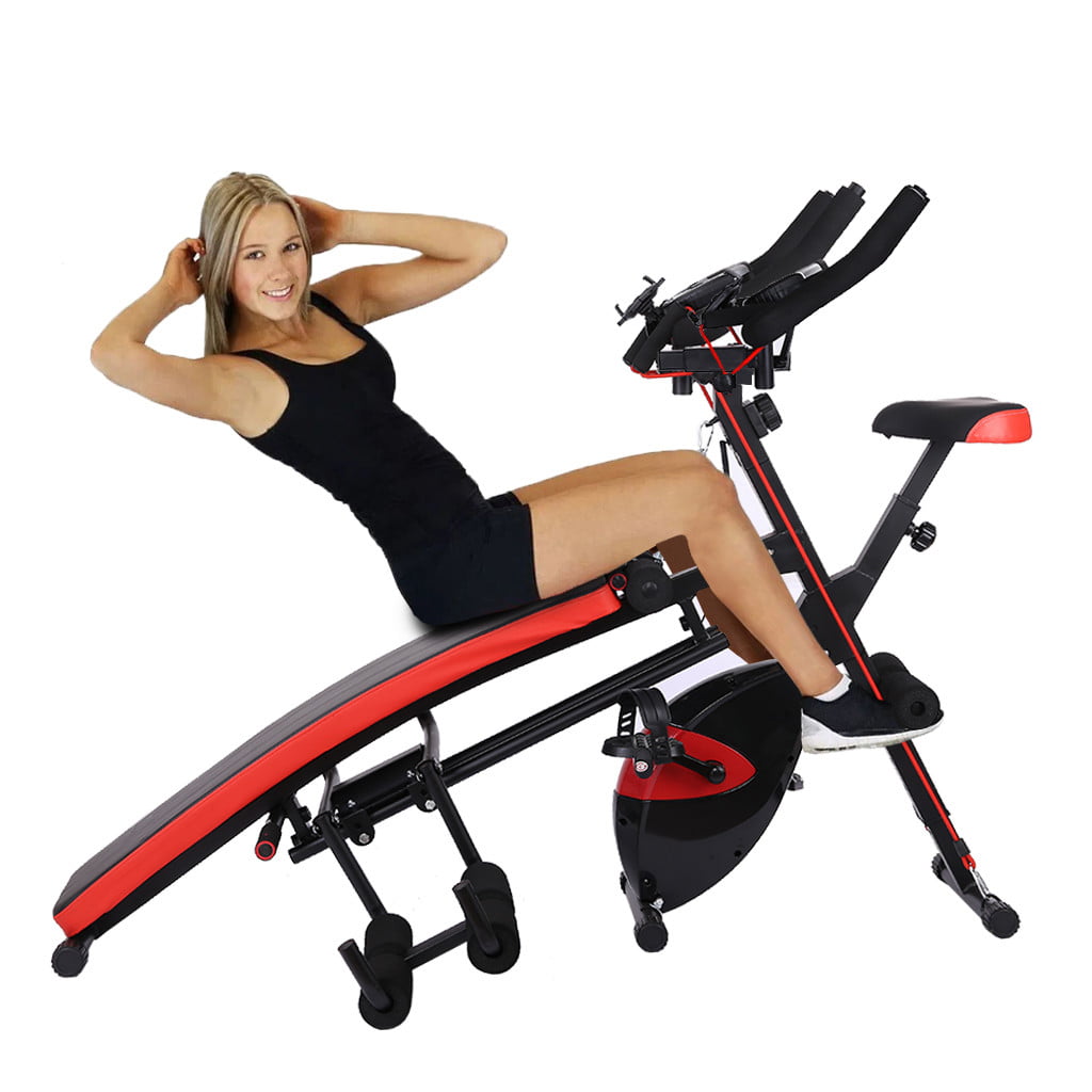 Exercise Bike Combination Fitness Machine Indoor Cycling Bike Abdominal Trainer 