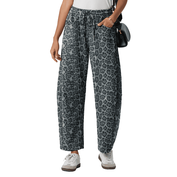PINKSIR Women's Barrel Sweatpants High Waisted Wide Leg Lounge Pants with Drawstring and Pockets Baggy Casual Sweat Pants