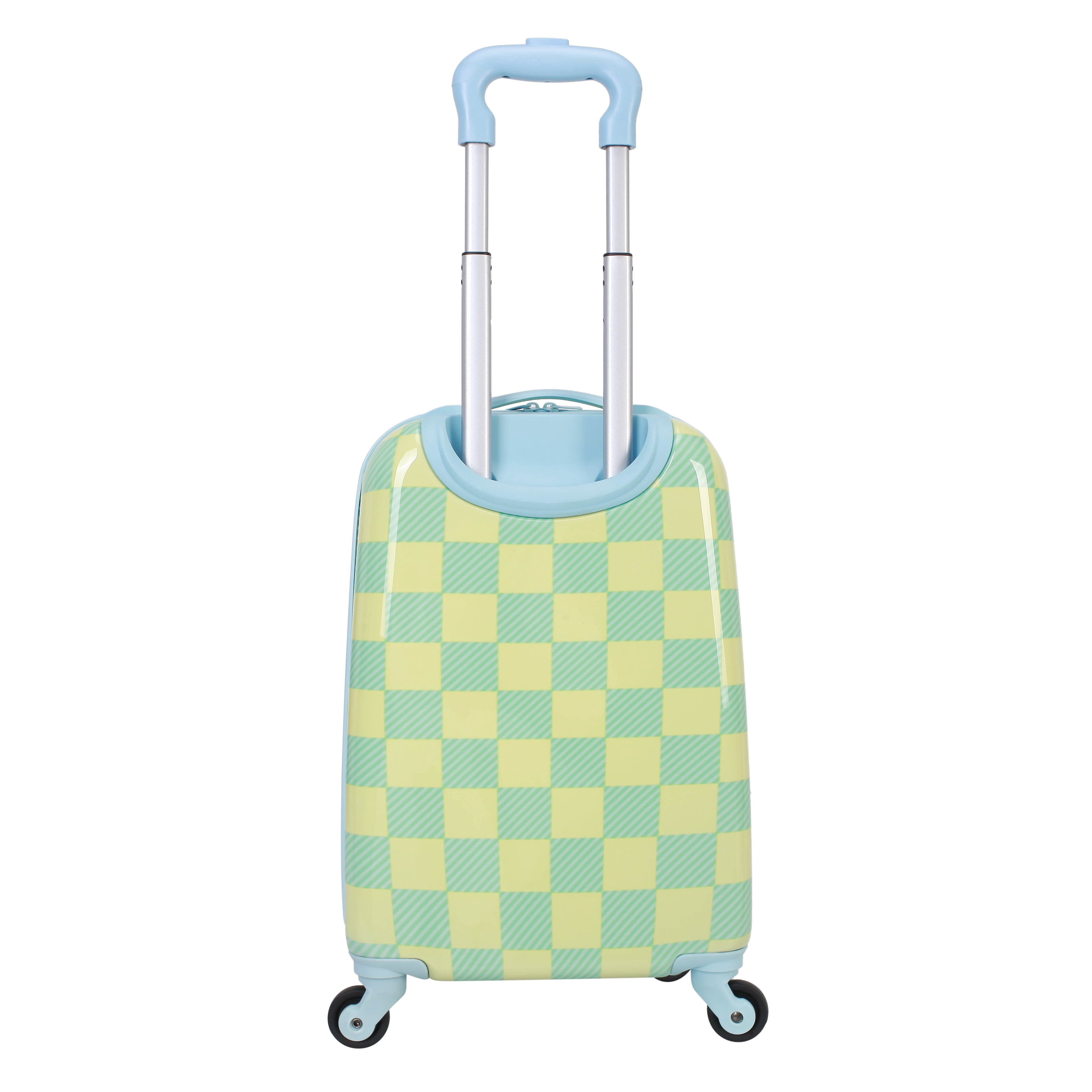CRCKT Kids Boy 21" Checker Hardside Carry-on Luggage With 360 Spinner Wheels, Buzzing Bees, Neon Yellow and Blue