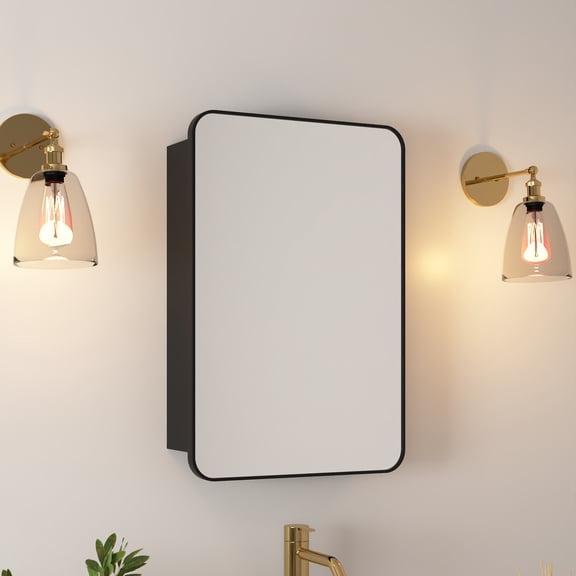 Rectangular Aluminum 16 in. W x 24 in. H Wall-mounted Medicine Cabinet with Mirror and Adjustable Tempered Glass Shelves