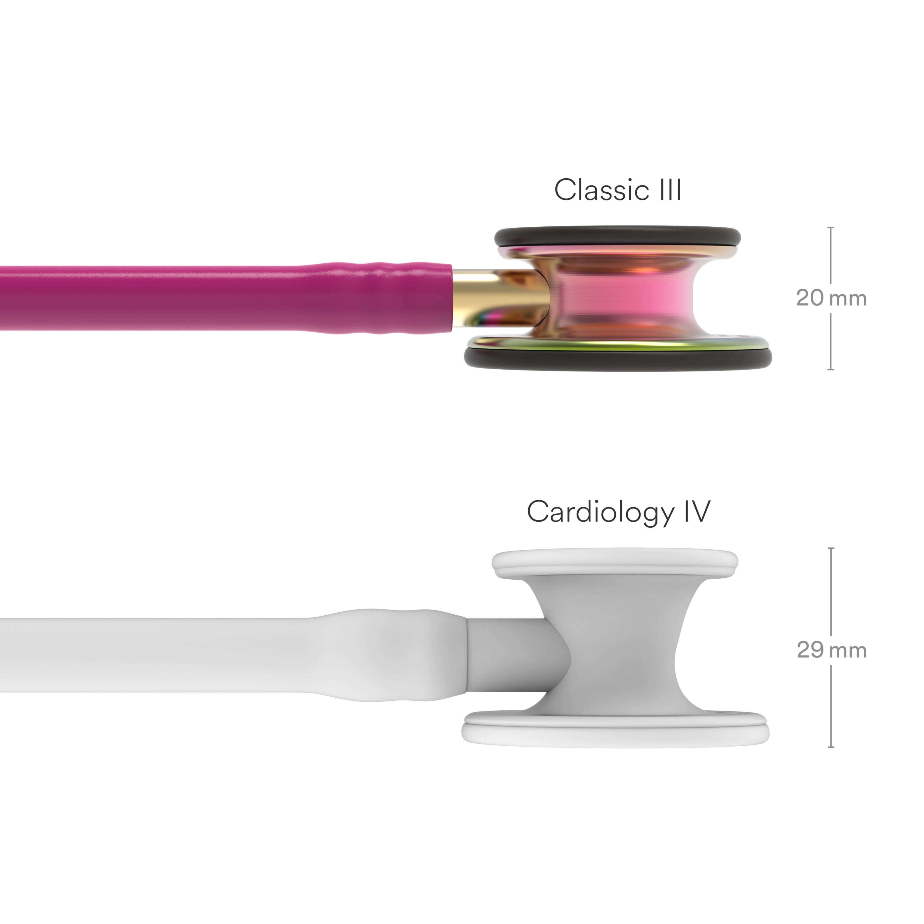3M Littmann Classic III Monitoring Stethoscope, Stainless Steel Rainbow-Finish Chestpiece, 27" Raspberry Tube