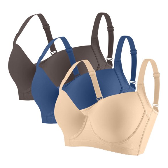Gytharion 3PC Women's Plus Size Underwire Sports Bras Push Up Seamless Underwear Bras Adjustable Straps Full Coverage Fitness Bras,36C-46C