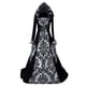 thumbnail image 2 of ICHUANYI Clearance Women's Retro Literary Print Place Dress Long Sleeve Lace Waist Hooded Big Dress(White, XXL) ICHUANYI WER2023081404223, 2 of 4