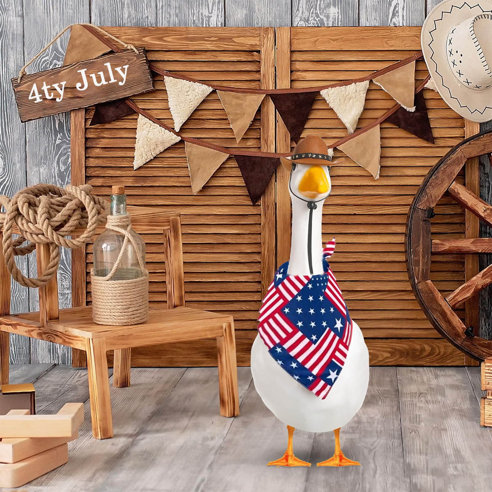 4. Juli Gans-Outfit – Hut & Fliege Für Rasengänse (58 Cm), Patriotische Dekoration Für Garten & Terrasse