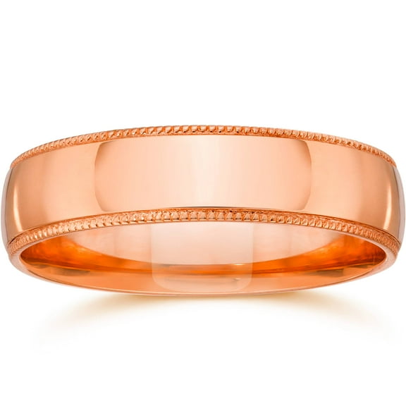 Pompeii 4mm Milgrain 14K Rose Gold Polished Wedding Band (,)