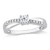 Everly Women's 1/3 CT T.G.W. Heart-Cut Created White Sapphire Round-Cut Diamond Accent G-H, I3 Sterling Silver Bridal Engagement Promise Cross Ring with 4 Prong/Claw/ Pave Setting & Diamonds on Band