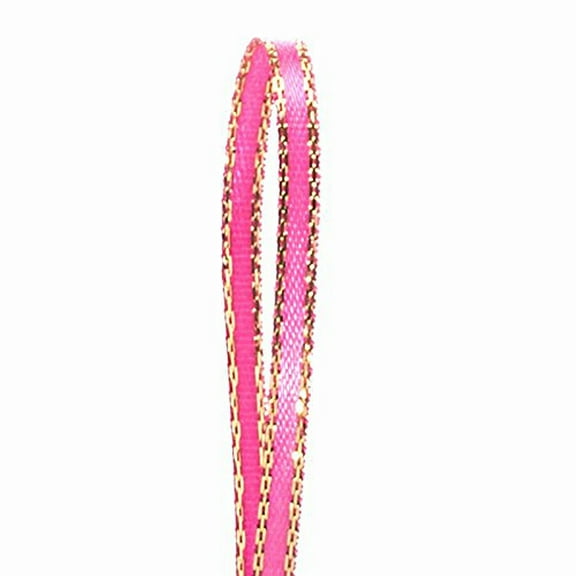 1/8in. X 50 Yards Hot Pink Gold Edge Satin Ribbon (pm57520133)