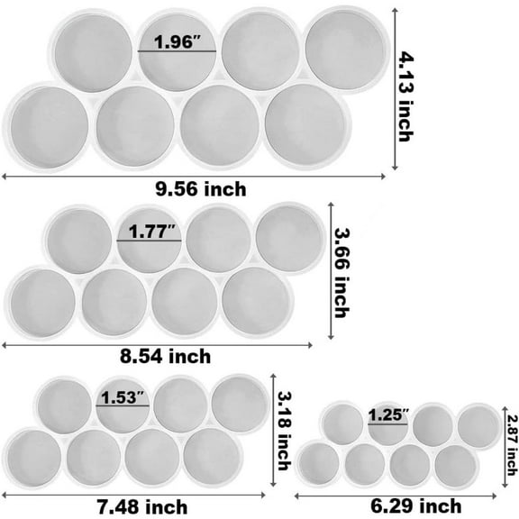 4pcs Silicone Resin Molds Set - 2in, 1.75in, 1.5in, 1.25in No Hole Circle Grip Mold, Round Keychain Silicone Mould for Resin