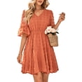 thumbnail image 4 of Arvbitana Women's Summer Dress Short Sleeve V Neck Solid Summer Dress for Casual Daily S-XL, 4 of 9
