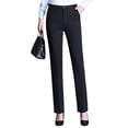 thumbnail image 1 of Pantalones de traje de mujer de cintura alta rectos negros de primavera y otoño para trabajo, drapeados, gruesos, con forro polar, para invierno, 1 of 1