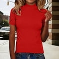 thumbnail image 6 of Yigetop Mock Neck Sweater Women Women's Short Sleeve Mock Neck Sweater Top Turtleneck Pullover Knit Shirt Women's Tops, Tees & Blouses Red XL, 6 of 8