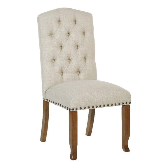 OSP Home Furnishings Jessica Tufted Dining Chair in Linen Fabric