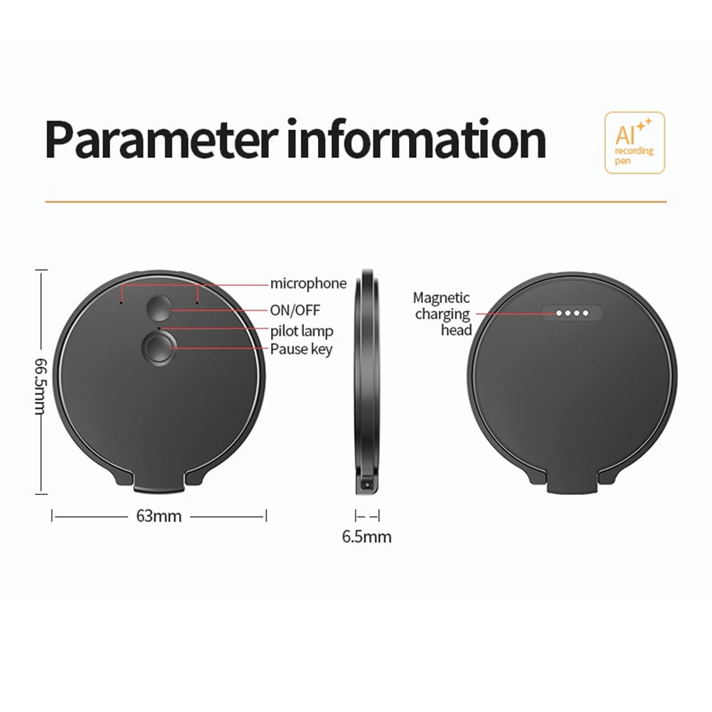 HUISZJ AI Voice Recorder, Real-Time Transcription & Translation Digital Voice Recorder, 189 Languages Audio Recording Device for Lectures Meetings Interviews (8GB)