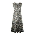 thumbnail image 4 of Spring Savings Clearance!Viikei Women's Flowy Chiffon Short Sleeve Dress,Ladies' Round Neck Sleeveless Mid Calf Double Pocket Printed Dress Multicolor XL, 4 of 5