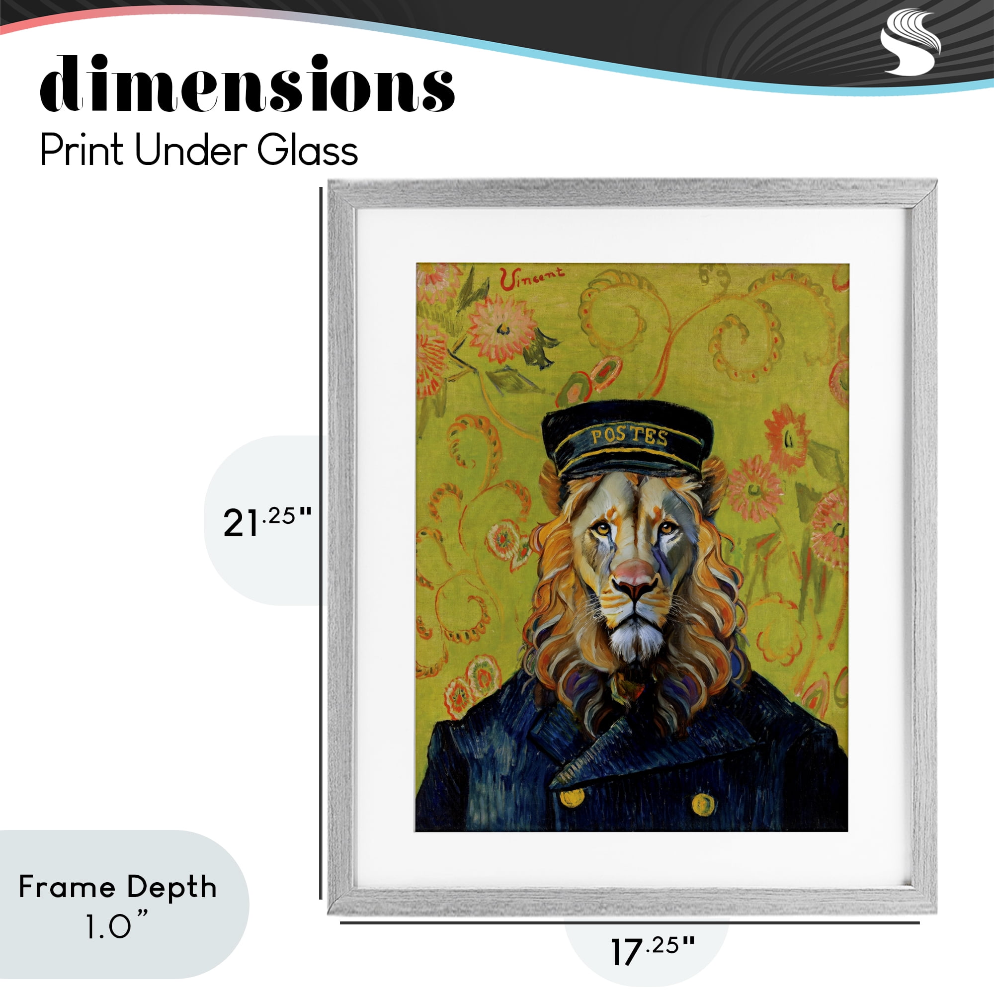 Stupell Industries French Lion Postmaster Gray Framed Print Under Glass, design by Grotto Studios