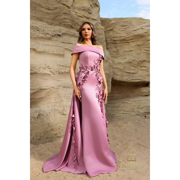 Women's Terani Couture 252m5317 Elegant Fitted Bodycon Long evening elegant Gown Rose Pink 22