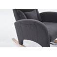 thumbnail image 6 of Cotton Linen Fabric Nursery Rocking Chair with Adjustable Footrest, Upholstered Glider Armchair with Safe Solid Wood Base and Side Pocket for Living Room Bedroom (Dark Gray), 6 of 8