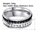 thumbnail image 2 of 316L Stainless Steel White Black AAA CZ Band 8MM Women Engagement Ring Size 7-11, 2 of 5