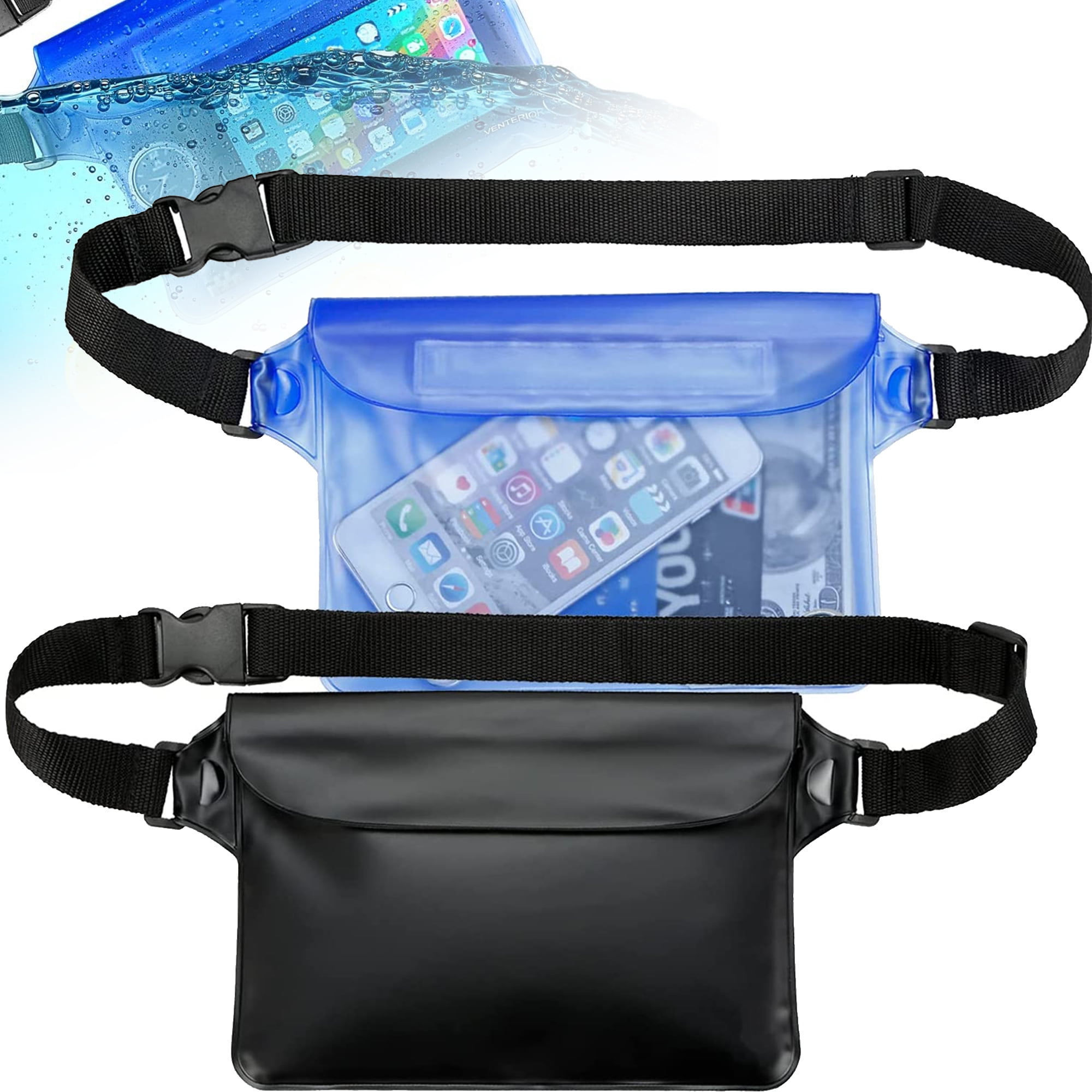 Waterproof Pouch 1 Pack Beach Accessories Waterproof Bag Fanny Pack for Swimming Snorkeling Boating Sailing Water Parks Keep Your Phone Wallet Safe and Dry Black Walmart