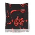 thumbnail image 2 of Foulard à Franges pour Femme, Longue Châle Rouge à Texture de Fleurs Abstraites, Léger et Chaud, 2 of 6