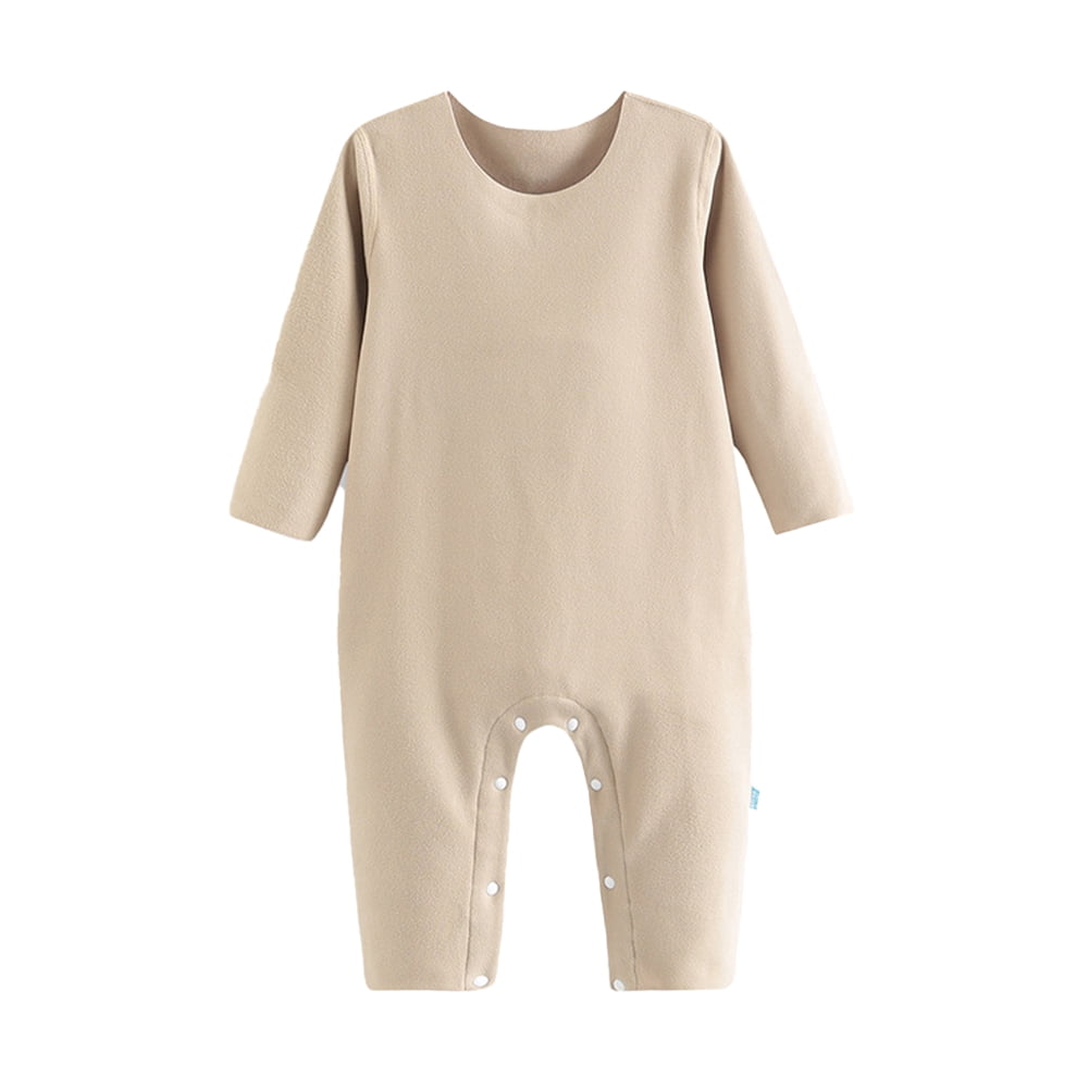 Esaierr Newborn Baby Boys Girls Solid Color Bodysuit Romper Unisex Infants Fall Winter Jumpsuits Outfit Clothes Cotton Pajamas Set for 2-24 Months