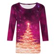 thumbnail image 5 of Puntoco moda mujer camiseta estampada de longitud media 3/4 mangas blusa cuello redondo casual tops Puntoco Puntoco-3268, 5 of 5