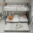 thumbnail image 2 of Miniyam Heavy Duty Twin Over Twin Bunk Bed with Trundle for Kids, Gray, 2 of 7