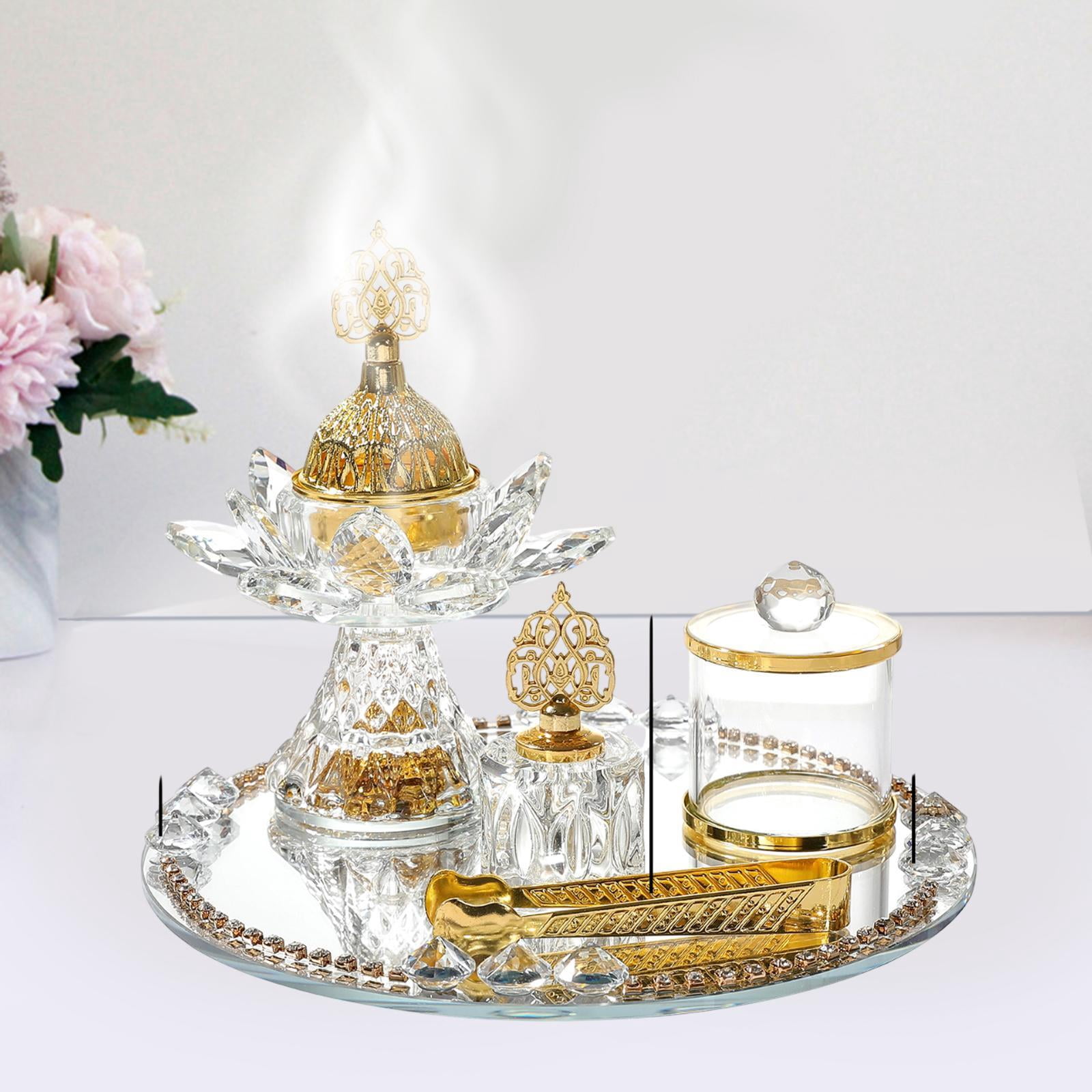 Baoblaze Glass Incense Burner Set Arabian Incense Holder for Home Bedroom Living Room