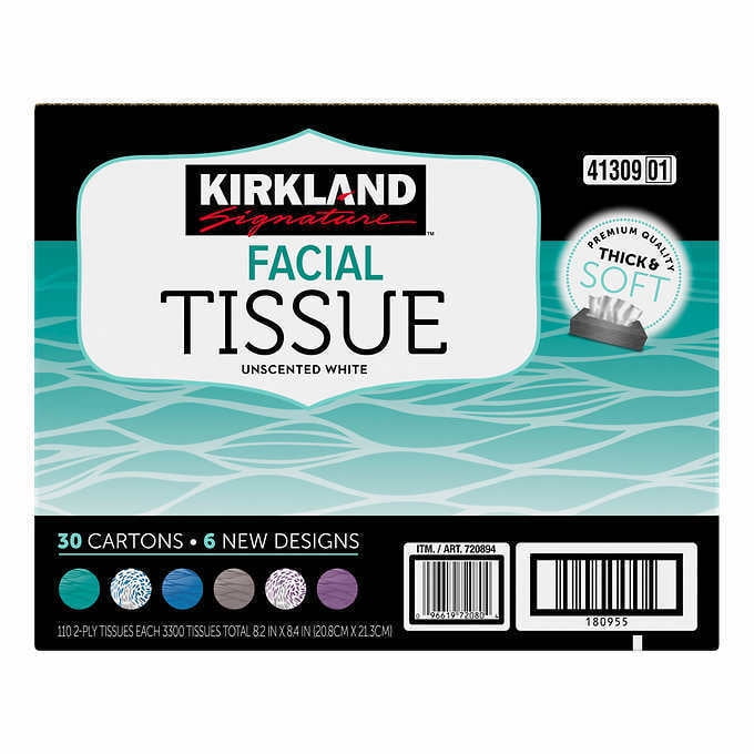 New Kirkland Signature Facial Tissue Unscented White 30 Pack