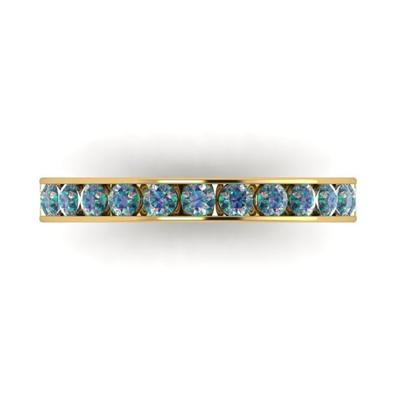 0.39 ctw Wedding Band for Women - 18K Yellow Gold Blue Moissanite Stackable Eternity Ring