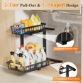 thumbnail image 4 of Organizador Bajo del Fregadero con Deslizamiento Ajustables, Estante Organizador de Fregadero Cocina y Baño Extraíble para Gabinete 2 Niveles, Cajón Deslizante Metal, Especieros para Cocina, 4 of 15