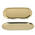 thumbnail image 3 of YAHHU Oval Jewelry Tray Mirror Reflection Vacuum Plating Decorative Vanity Tray for Desk Makeup Organizer Glossy Edge Nail Storage Tray for Jewelry Keys Rings Cosmetics 9.06 Inches / 23 cm, Gold, 3 of 9