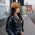 thumbnail image 6 of Jiibva Cowhide Leather Octagonal Hats British Berets Cap Vintage Newsie Hat Fashion Bakerboy Hat Retro Newsboy Hat for Men, 6 of 7