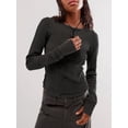 thumbnail image 6 of KelaJuan Women's Solid Color Knit Tops Long Sleeve Round Neck Raw Hem T-Shirts Blouses Fall Sweaters, 6 of 6