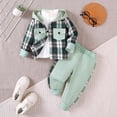 thumbnail image 2 of Duqingm Toddler Baby Boys Clothes Plaid Button Down Hooded Shirt + Sweatpants Fall Winter Outfits Set (Green,3-4 Years), 2 of 7