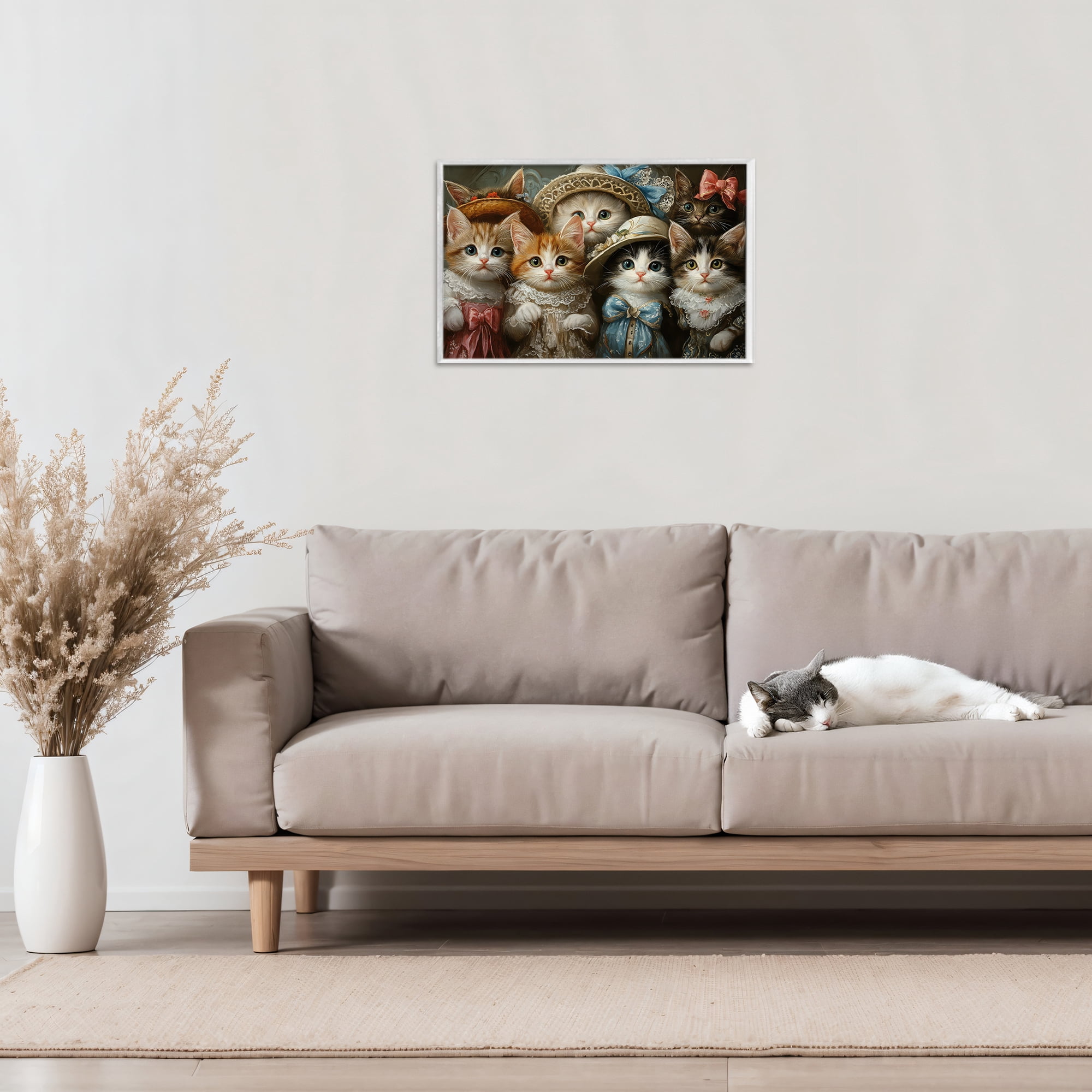 Stupell Industries Fashionable Vintage Cats White Framed Giclee Art, design by The Wands Want
