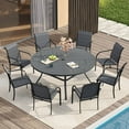 thumbnail image 7 of Vicllax Outdoor Patio Dining Table Dia.53" Slatted Tabletop Metal Frame with Umbrella Hole, Gray, 7 of 7