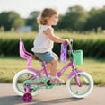 thumbnail image 2 of RULLY 12 Inch Girls Bike with Training Wheels, Purple Kids Bicycle with Basket & Doll Seat for 2 3 4 Years Old Toddlers, Children's Bicycle for Beginners, 2 of 6