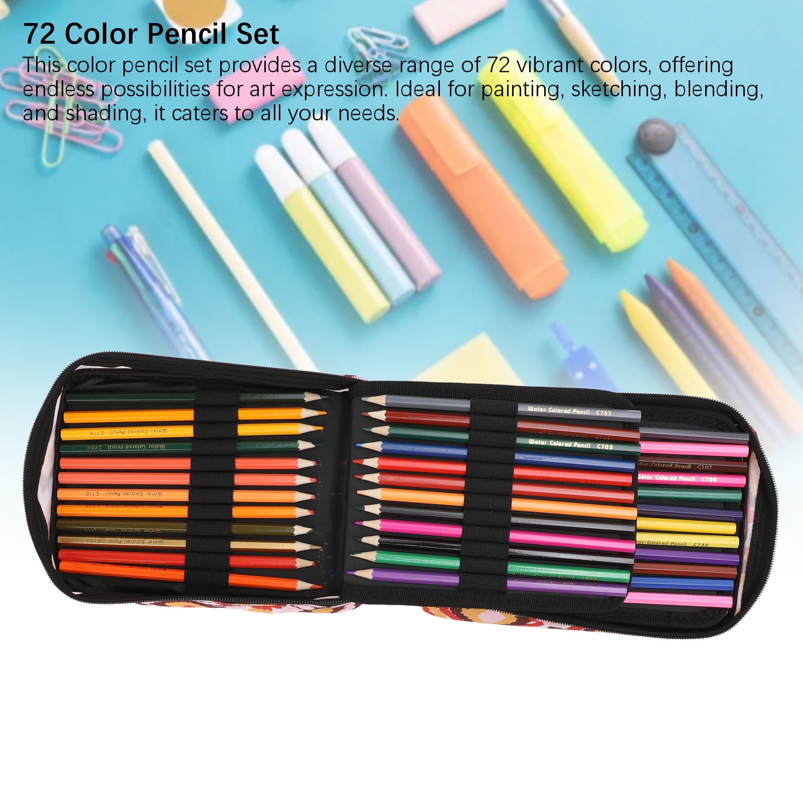 Nieyigj 72 Colors Pencil Set with Portable Nylon Bag, Professional Art Pencils for Coloring, Painting, Sketching, Shading and Drawing (72 Count / 72 Pcs)