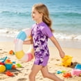 thumbnail image 4 of Lanbubble Girls Rash Guard Swimsuit Set Short Sleeve UPF 50+ 2 Pieces Bathing Suit 5-6 Years, 4 of 7
