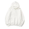 thumbnail image 4 of GEWSEY Women Solid Basic Fleece Letter Loose Hoodie Sweatshirt Long Sleeve Kangaroo Pocket Drop Shoulder Pullovers Top (White, M), 4 of 4