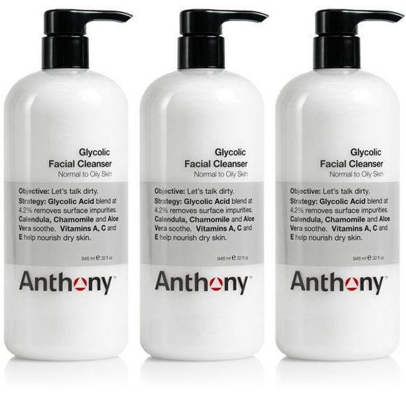 Anthony Glycolic Facial Cleanser 32 Oz (Pack of 3)