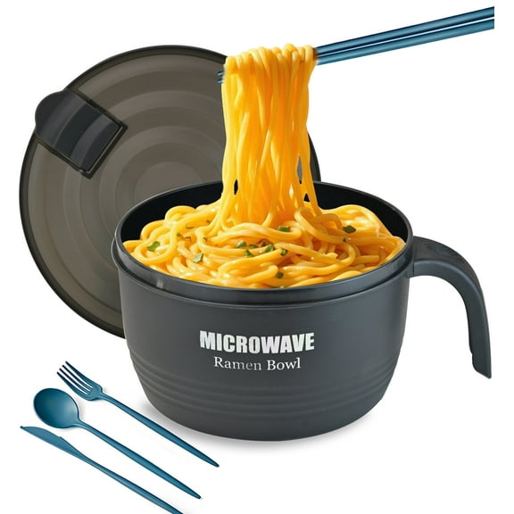 Large Ramen Bowl, Ramen Noodle Bowls Microwavable,Ramen Bowl Microwavable 45 oz, Ramen Cooker, Microwave Pasta Cooker, Ramen Bowl Microwave Gift for College Boys Girls Male Female Dorm Room-Black
